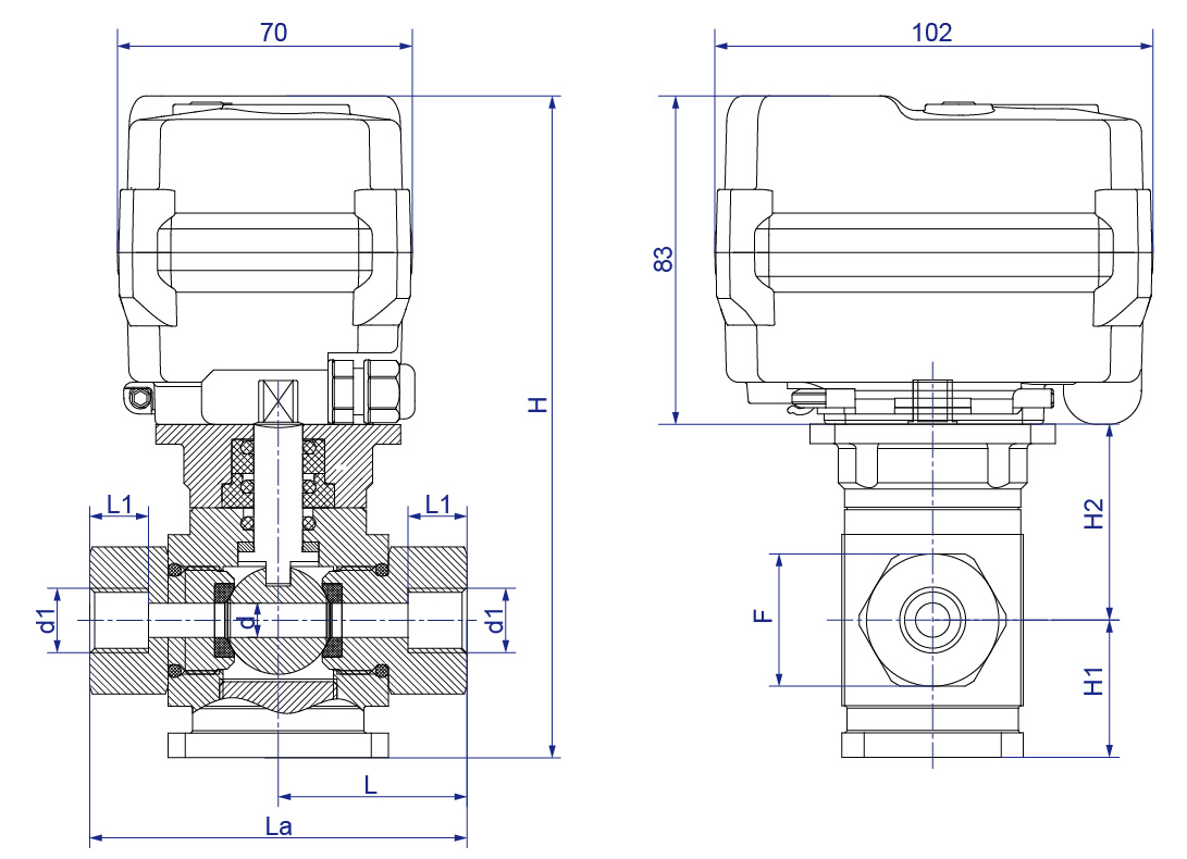 KLD200N Normal OnOff High pressure 2-way Motorized Ball Valve-03